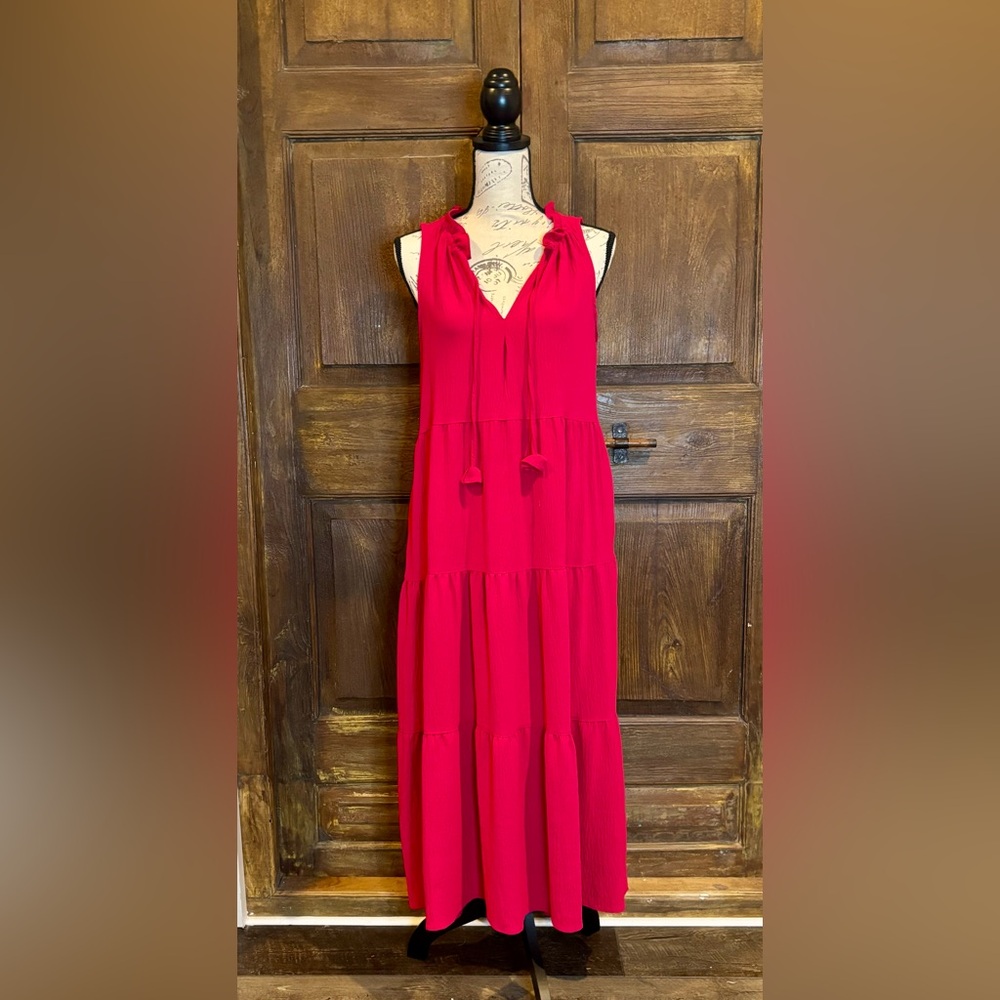 Max Studio Red Tie Front Sleeveless Sundress
